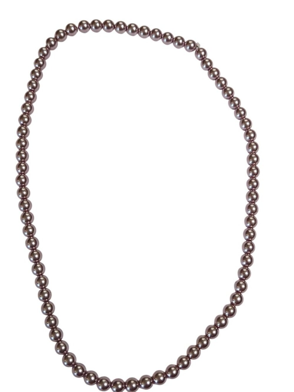 Mauve Glass Faux Pearl Beaded Necklace No Clasp 21 inches Long